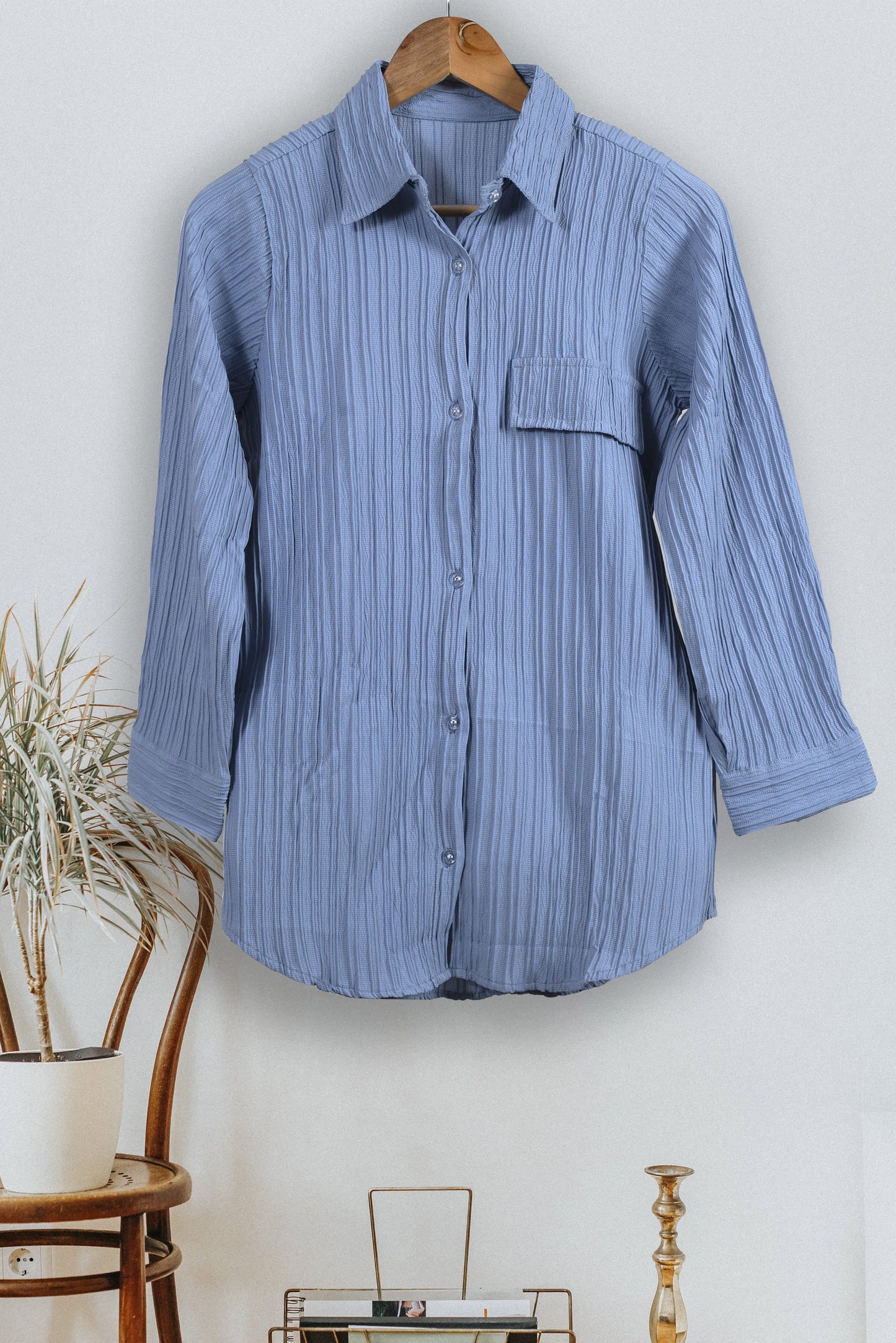 Women's Button Down Collar Neck Top