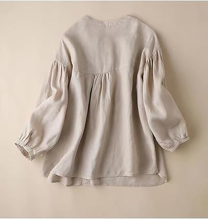 Button Down Shirts for Women Trendy Cotton 3/4 Sleeve Babydoll Tops Cute Tunics