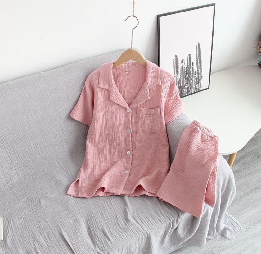 Cotton Short Sleeve Tops with Shorts | Cozy Cotton Home Wear Set