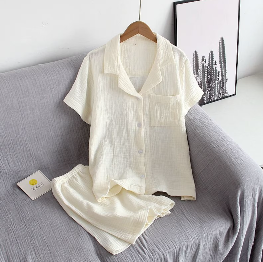 Cotton Short Sleeve Tops with Shorts | Cozy Cotton Home Wear Set
