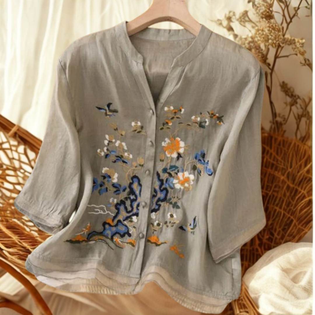Trendy Embroidered Cotton Top Tunic