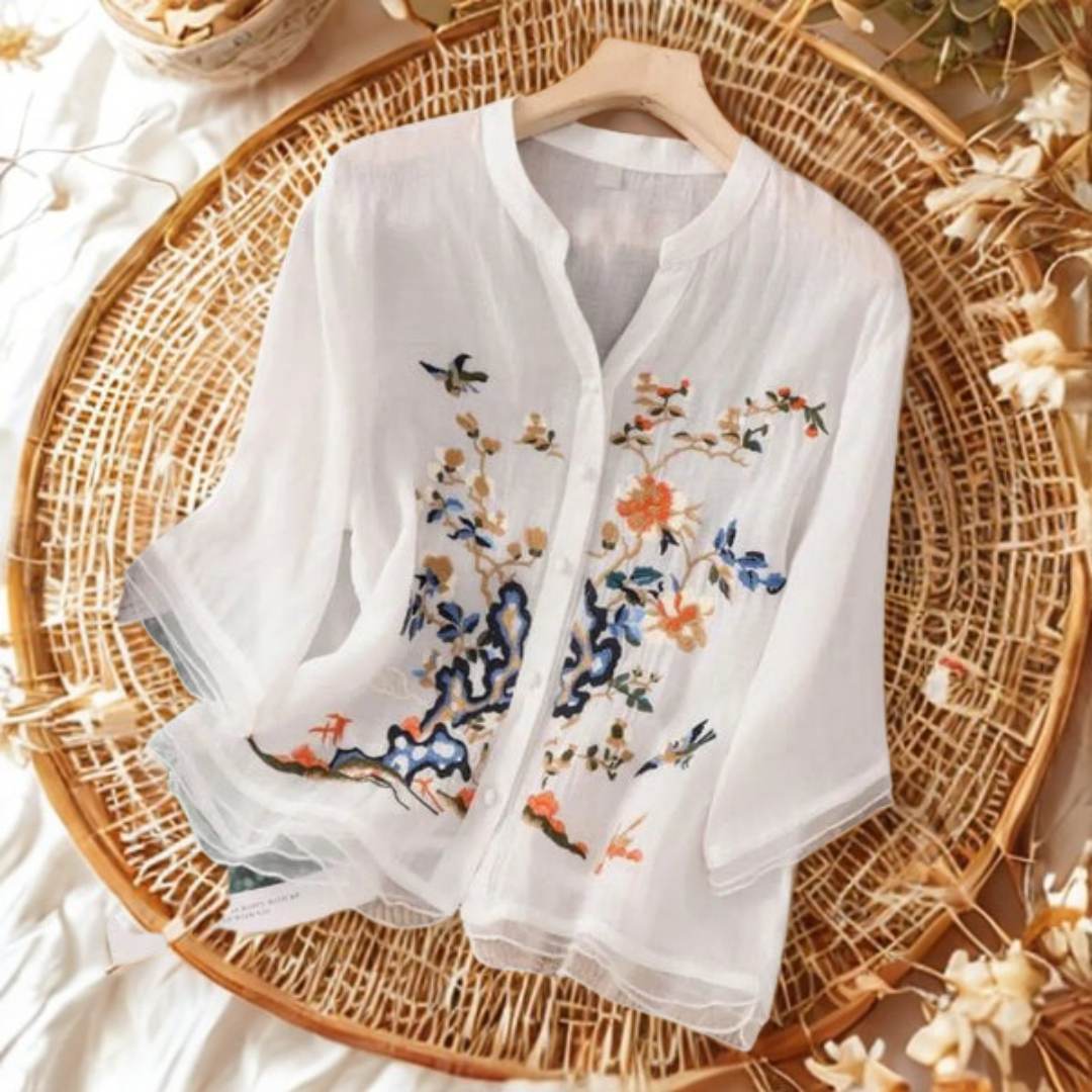 Trendy Embroidered Cotton Top Tunic