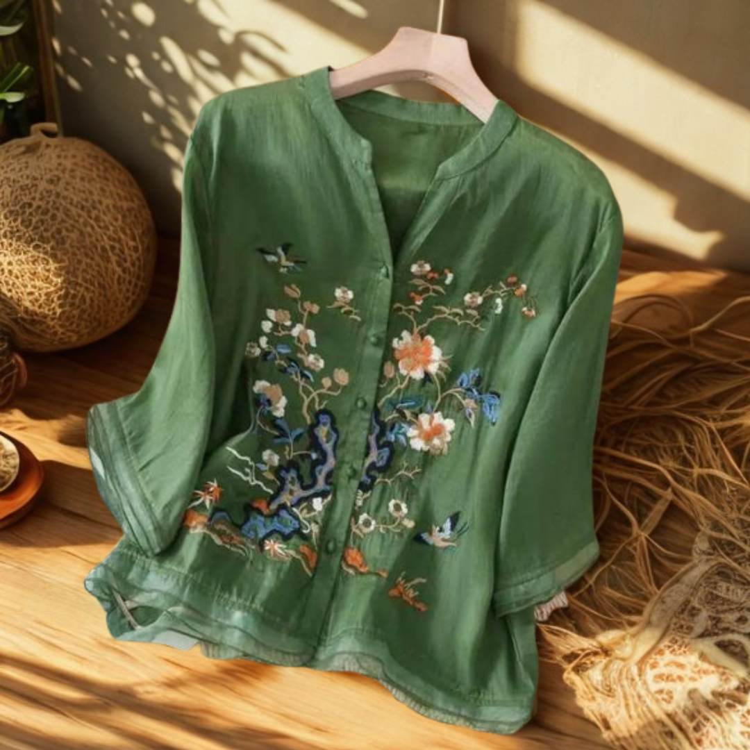Trendy Embroidered Cotton Top Tunic