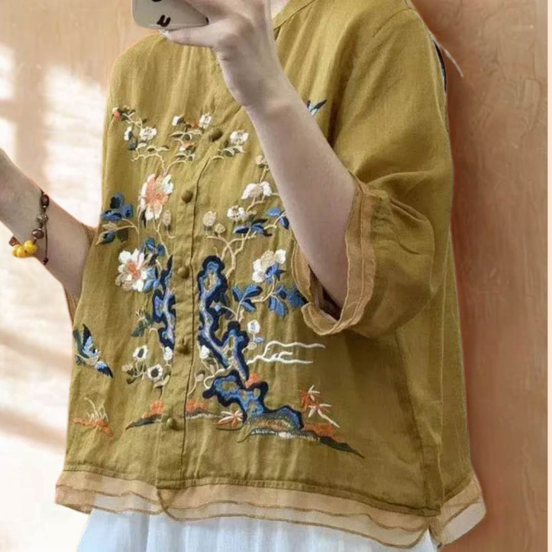 Trendy Embroidered Cotton Top Tunic