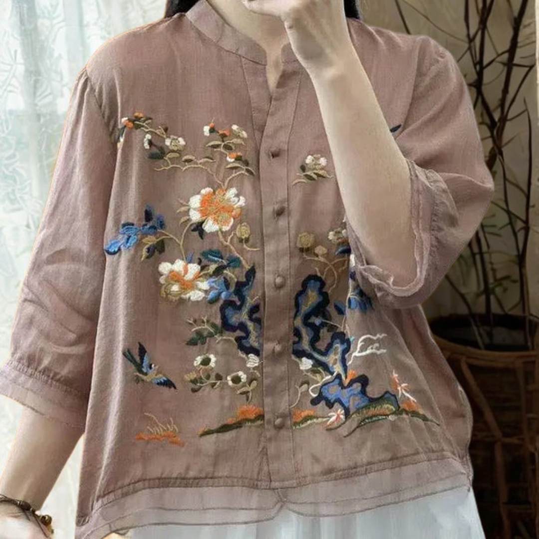 Trendy Embroidered Cotton Top Tunic
